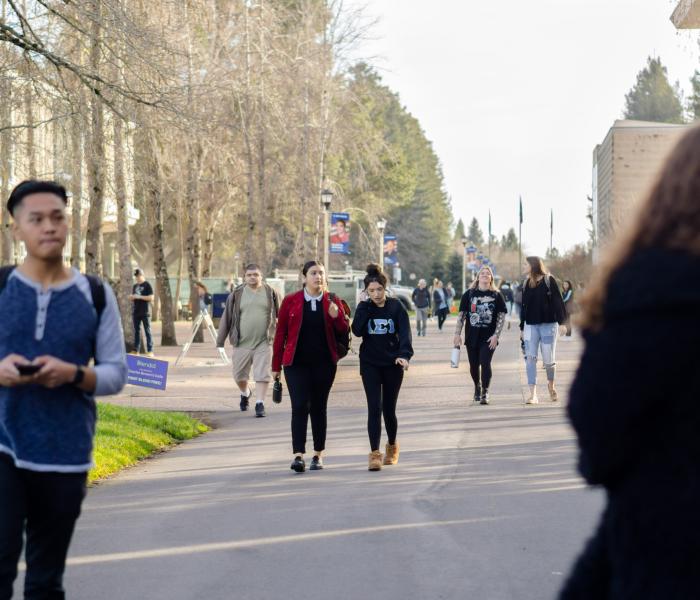Students walking on campus