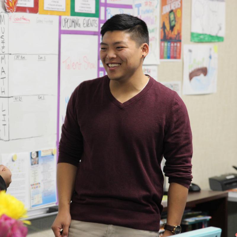 Teacher in classroom with kids