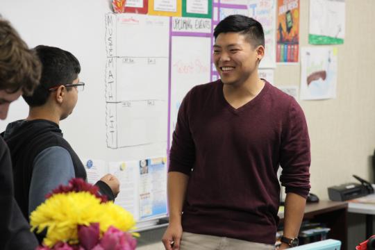 Teacher in classroom with kids